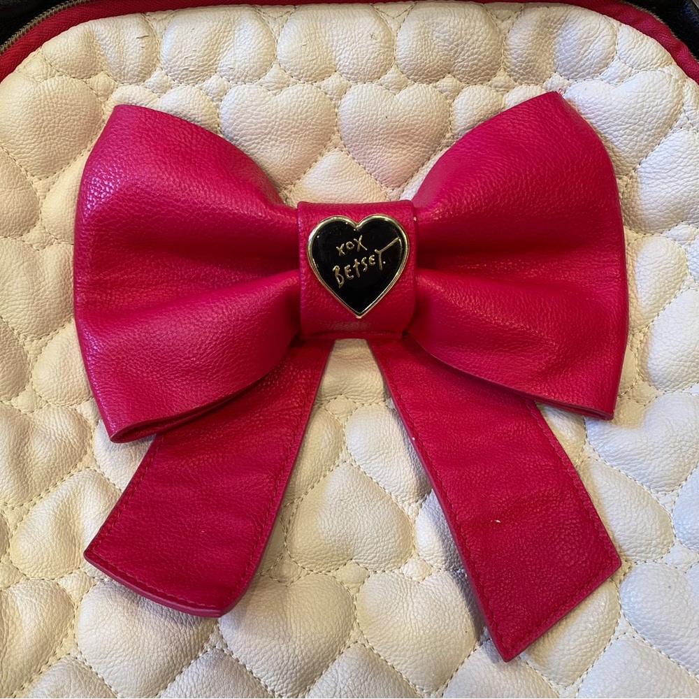 White and Pink Heart Backpack - Picture 2 of 11